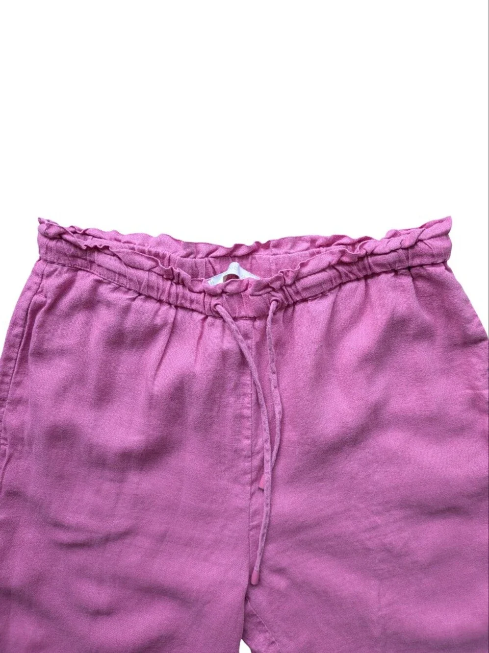 Mango 100% Linen Candy Pink Drawstring Pant Summer Dopamine Lightweight Small